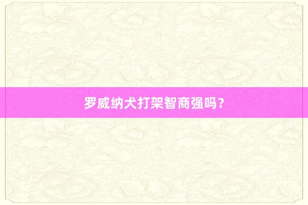 罗威纳犬打架智商强吗？