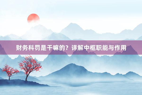 财务科罚是干嘛的？详解中枢职能与作用